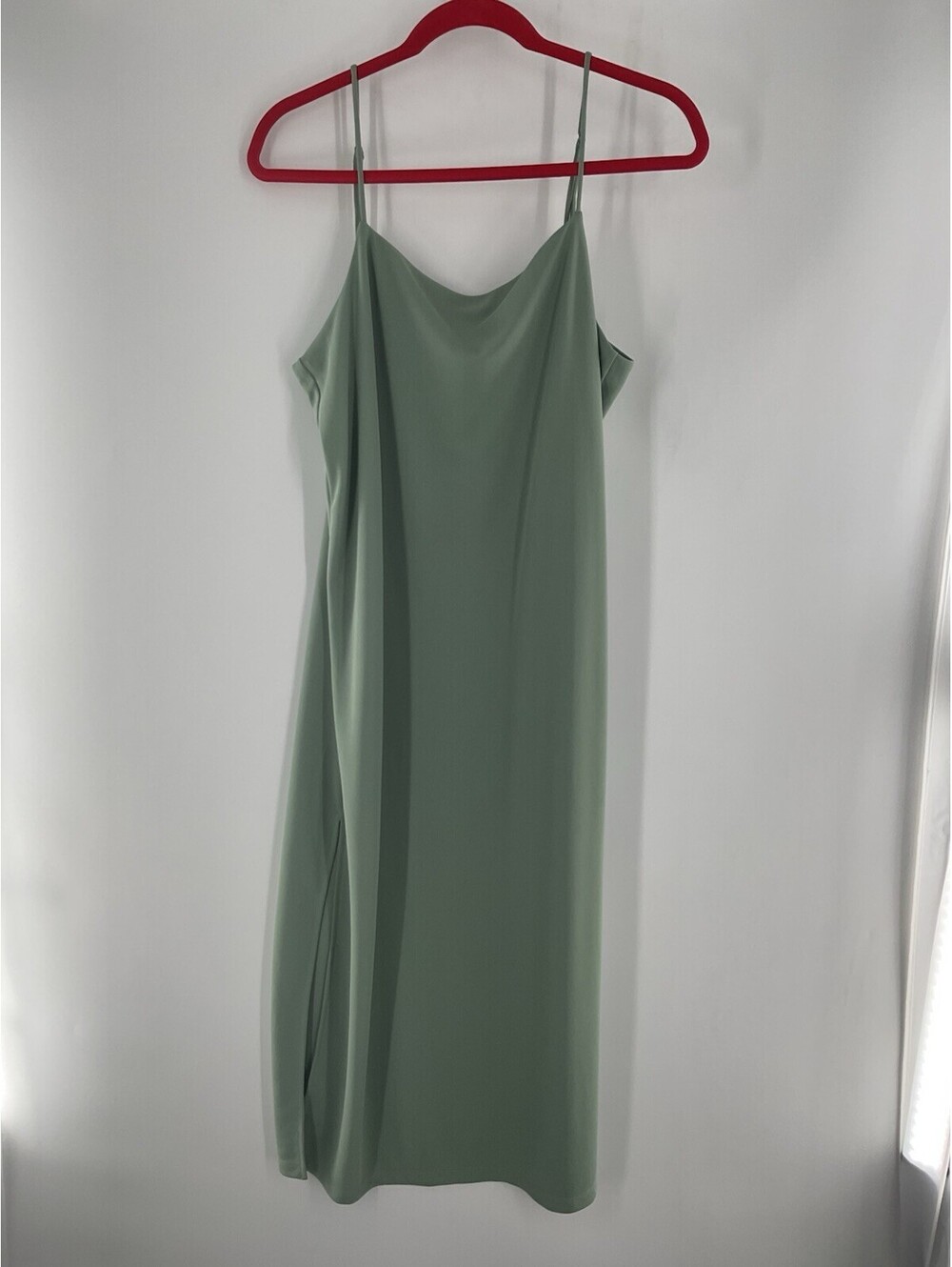 H&M Women’s Size Large Spaghetti Straps Sleeveless Midi Sage Green Dress 138